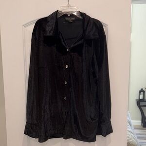 Robert Louis Black Velvet Button Down Shirt